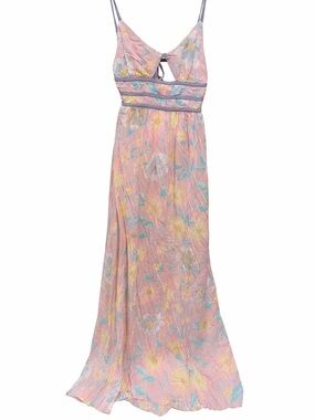 Free People Floral Maxi Dress NWT Boho Pastel Flowy Cutout Size S